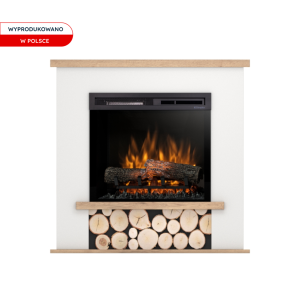 Kominek elektryczny Warmtec Tula wkład Dimplex 23" XHD Optiflame - biały mat, jasny dąb