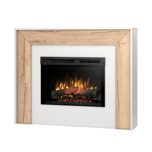 Kominek elektryczny Warmtec Zuni wkład Dimplex 26" XHD Optiflame - biały mat, jasny dąb