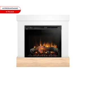 Kominek elektryczny Warmtec Diro wkład Dimplex 28" XHD Optiflame - biały, dąb sonoma