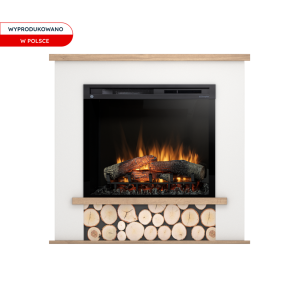 Kominek elektryczny Warmtec Tula wkład Dimplex 28" XHD Optiflame - biały mat, jasny dąb