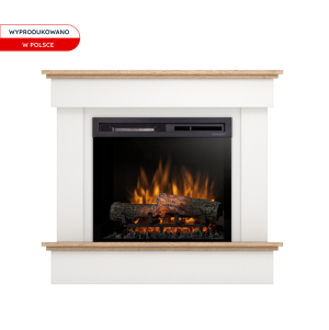 Kominek elektryczny Warmtec Tormes wkład Dimplex 23" XHD Optiflame - biały mat, jasny dąb