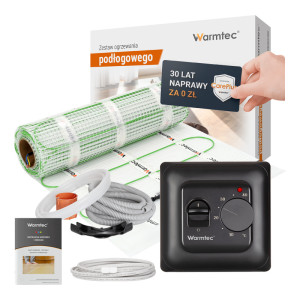 Zestaw ogrzewania podłogowego pod płytki Warmtec mata grzewcza DSE-15 1,5m² 100W/m² + regulator temperatury T73 WiFi wyświetlacz LCD