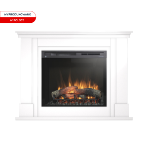 Kominek elektryczny Warmtec Luena wkład Dimplex 28" XHD Optiflame - biały połysk, lakierowany