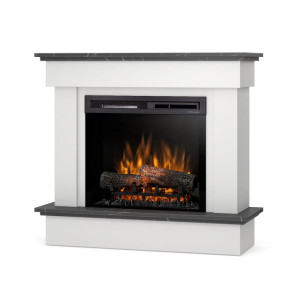 Kominek elektryczny Warmtec Tormes wkład Dimplex 23" XHD Optiflame - biały mat, marmur czarny