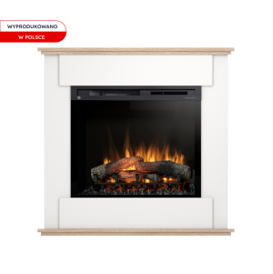 Kominek elektryczny Warmtec Fonte wkład Dimplex 28" XHD Optiflame - biały, dąb sonoma.
