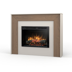 Kominek elektryczny Warmtec Zuni wkład Dimplex 26" XHD Optiflame - kaszmirowy, dąb Casella brązowy