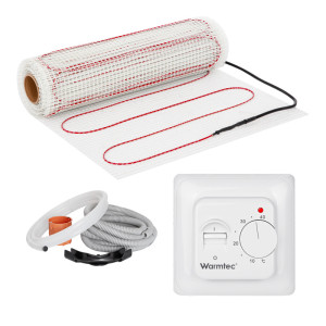 Zestaw ogrzewania podłogowego pod płytki Warmtec mata grzewcza DSH-45 4,5m² 160W/m² + regulator temperatury T73