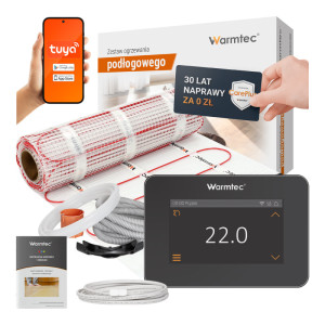 Zestaw ogrzewania podłogowego pod płytki Warmtec Exclusive+ mata grzewcza DS2-35 3,5m² 170W/m² + regulator temperatury XTS czarny WiFi wyświetlacz LC