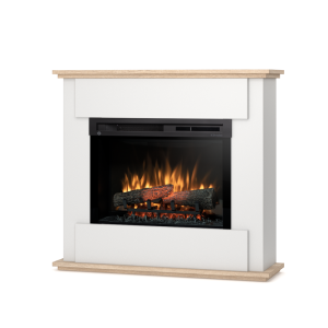 Kominek elektryczny Warmtec Fonte wkład Dimplex 26" XHD Optiflame - biały, dąb sonoma.