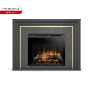 Kominek elektryczny Warmtec Lanini wkład Dimplex 28" XHD Optiflame - czarny mat, marmur czarny