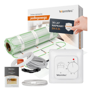 Zestaw ogrzewania podłogowego pod płytki Warmtec mata grzewcza DSE-15 1,5m² 100W/m² + regulator temperatury T73 WiFi wyświetlacz LCD