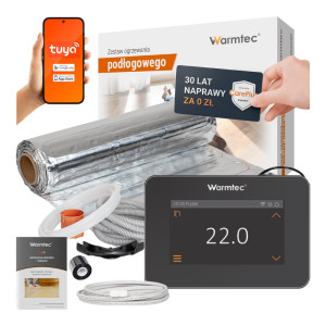 Zestaw ogrzewania podłogowego pod panele Warmtec Exclusive+ mata grzewcza AL-10 1m² 150W/m² + regulator temperatury XTS czarny WiFi wyświetlacz LCD