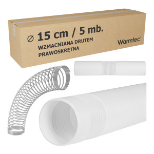 Rura do klimatyzatora przenośnego o długości 5 m i średnicy ~15 cm - prawoskrętna / wzmocniona