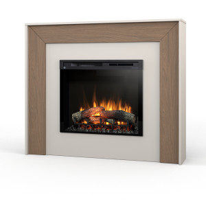 Kominek elektryczny Warmtec Zuni wkład Dimplex 28" XHD Optiflame - kaszmirowy, dąb Casella brązowy