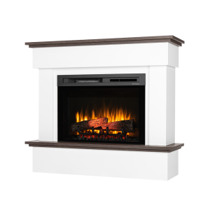 Kominek elektryczny Warmtec Tormes wkład Dimplex 26" XHD Optiflame - biały mat, ciemny dąb