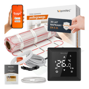 Zestaw ogrzewania podłogowego pod płytki Warmtec mata grzewcza DS2-30 3,0m² 170W/m² + termostat pokojowy WRT31W Wi-Fi