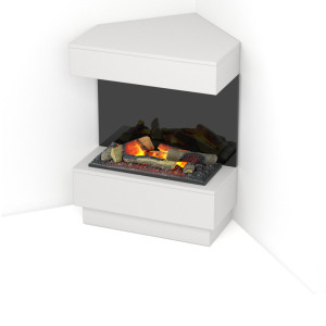 Kominek elektryczny narożny Warmtec Taravo Cassete 400/600 LED Optimyst - biały mat, czarny połysk