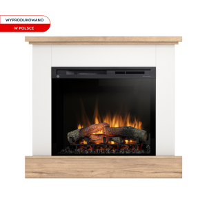 Kominek elektryczny Warmtec Jukon wkład Dimplex 28" XHD Optiflame - biały mat, jasny dąb