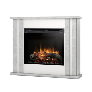 Kominek elektryczny Warmtec Kelso wkład Dimplex 28" XHD Optiflame - biały mat, beton