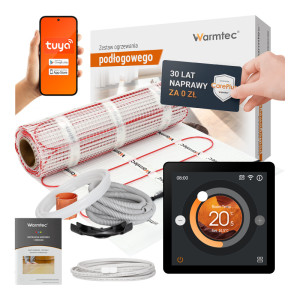 Zestaw ogrzewania podłogowego pod płytki Warmtec DS2-25/DTS Czarny 2,5m² 170W/m² Wi-Fi