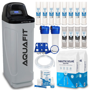 Zmiękczacz wody AquaFit Active 32 szaro-czarny, zestaw startowy z filtrami 1"