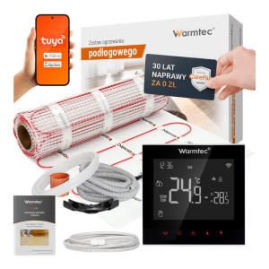 Zestaw ogrzewania podłogowego pod płytki Warmtec mata grzewcza DS2-150 15,0m² 170W/m² + termostat pokojowy SRT20W Wi-Fi