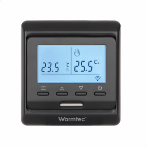 Regulator temperatury Warmtec T510 Wi-Fi, IP21, czarny podtynkowy programowalny czujnik powietrzny i podłogowy