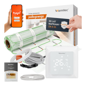 Zestaw ogrzewania podłogowego pod płytki Warmtec mata grzewcza DSE-90 9,0m² 100W/m² + termostat pokojowy WRT31W Wi-Fi