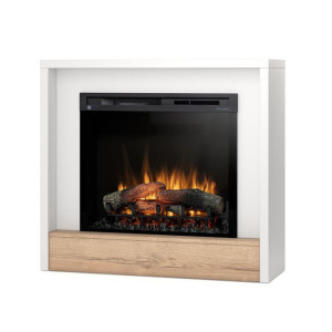 Kominek elektryczny Warmtec Klar wkład Dimplex 28" XHD Optiflame - biały mat, jasny dąb