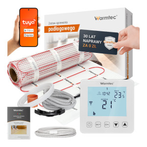 Zestaw ogrzewania podłogowego pod płytki Warmtec mata grzewcza DS2-40 4m² 170W/m² + regulator temperatury PRT-01 WiFi wyświetlacz LCD