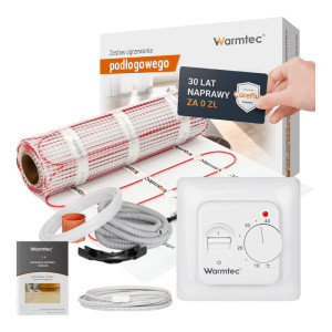 Zestaw ogrzewania podłogowego pod płytki Warmtec mata grzewcza DS2-15 1,5m² 170W/m² + regulator temperatury T73