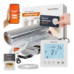 Zestaw ogrzewania podłogowego pod panele Warmtec mata grzewcza AL-70 7m² 150W/m² + regulator temperatury PRT-01 WiFi wyświetlacz LCD