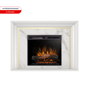 Kominek elektryczny Warmtec Lanini wkład Dimplex 23" XHD Optiflame - biały mat, marmur Crystal