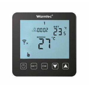Regulator temperatury Warmtec PRT-01 Wi-Fi podtynkowy czarny programowalny czujnik powietrzny i podłogowy
