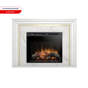 Kominek elektryczny Warmtec Lanini wkład Dimplex 28" XHD Optiflame - biały mat, marmur Crystal
