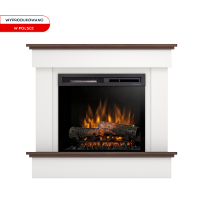 Kominek elektryczny Warmtec Tormes wkład Dimplex 23" XHD Optiflame - biały mat, ciemny dąb
