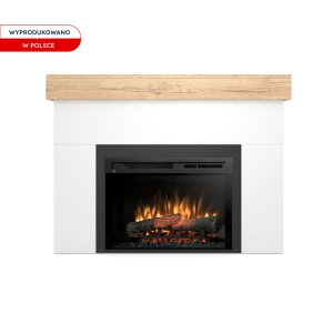 Kominek elektryczny Warmtec Aven wkład Dimplex 26" XHD Optiflame - biały mat, jasny dąb