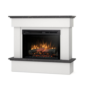 Kominek elektryczny Warmtec Tormes wkład Dimplex 26" XHD Optiflame - biały mat, marmur czarny