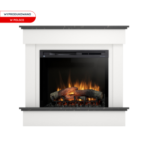 Kominek elektryczny Warmtec Tormes wkład Dimplex 28" XHD Optiflame - biały mat, marmur czarny
