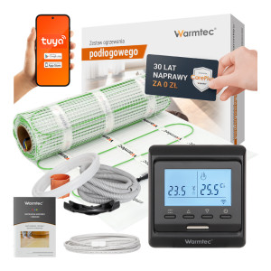 Zestaw ogrzewania podłogowego pod płytki Warmtec DSE-50/T510 Czarny 5,0m² 100W/m² Wi-Fi