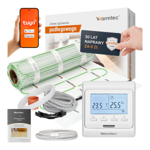 Zestaw ogrzewania podłogowego pod płytki Warmtec mata grzewcza DSE-45 4,5m² 100W/m² + termostat pokojowy T510