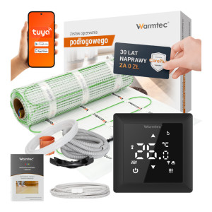 Zestaw ogrzewania podłogowego pod płytki Warmtec mata grzewcza DSE-30 3,0m² 100W/m² + termostat pokojowy WRT31W Wi-Fi