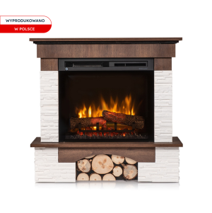 Kominek elektryczny narożny Warmtec Porto wkład Dimplex 23" XHD Optiflame - orzech