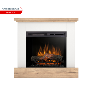 Kominek elektryczny Warmtec Jukon wkład Dimplex 23" XHD Optiflame - biały mat, jasny dąb