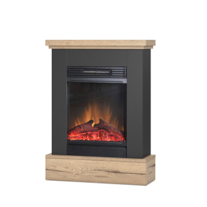 Warmtec Jukon Mini z efektem Optiflame - czarny / jasny dąb