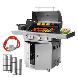 Ogrodowy grill gazowy Warmtec SilverFlame 17,5 kW srebrny