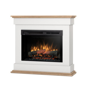 Kominek elektryczny Warmtec Lenox wkład Dimplex 26" XHD Optiflame - biały mat, jasny dąb