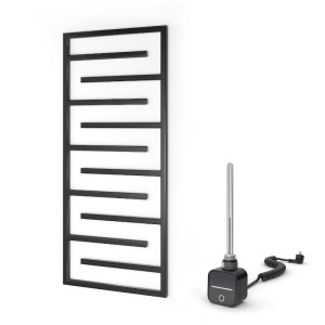 Grzejnik łazienkowy elektryczny Warmtec Contorno 60x138cm antracyt/czarny z grzałką elektryczną