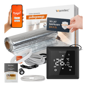 Zestaw ogrzewania podłogowego pod panele Warmtec mata grzewcza AL-25 2,5m² 150W/m² + termostat pokojowy WRT31W Wi-Fi