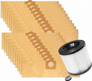 Zestaw 20x Worki + Filtr zmywalny do odkurzacza Karcher wd3 mv3